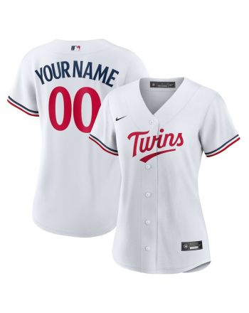 Minnesota Twins Team Logo Home Custom Women Jersey - White