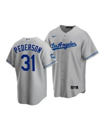 Men's Los Angeles Dodgers Joc Pederson 31 2020 World Series Champions Gray Road Jersey