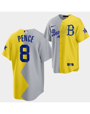 2022-23 All-Star Celebrity Softball Game Brooklyn Dodgers Hunter Pence 8 Gray Yellow Jersey