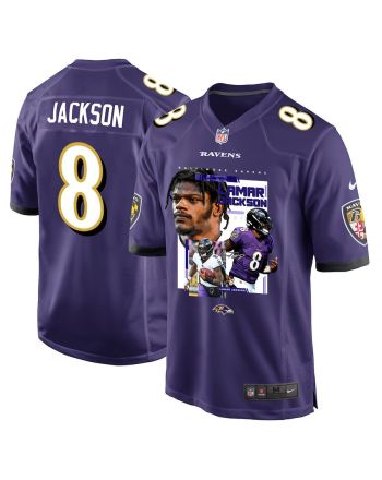 Lamar Jackson 8 Baltimore Ravens Cobra Jackson Game Men Jersey - Purple