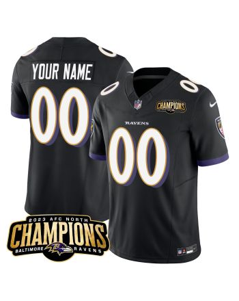 Baltimore Ravens 2023 AFC North Champions Patch Alternate Game Men Custom Jersey - Black