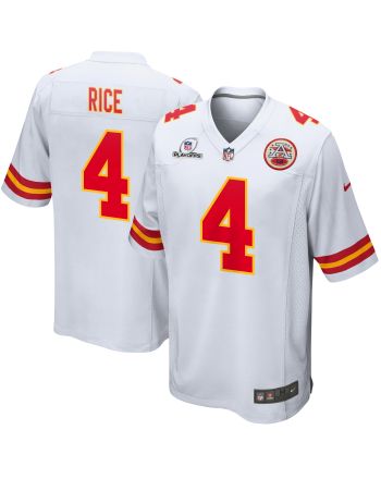 Rashee Rice 4 Kansas City Chiefs 2023 Playoffs Patch Game Men Jersey - White