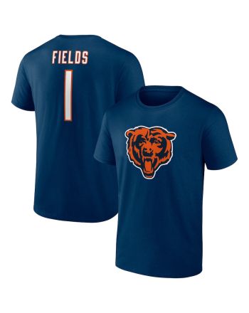 Justin Fields 1 Chicago Bears Unisex T-Shirt - Navy