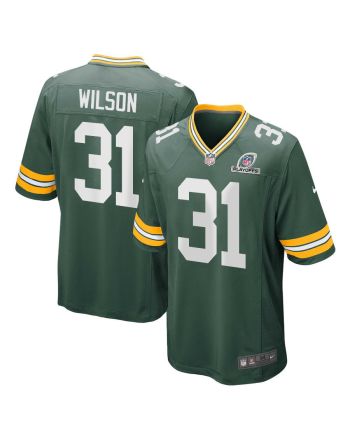 Emanuel Wilson 31 Green Bay Packers 2023 Playoffs Patch Game Men Jersey - Green