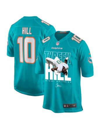 Tyreek Hill 10 Signed Miami Dolphins Cheetah Game Men Jersey - Aqua V2