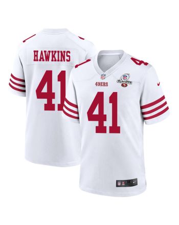 Tayler Hawkins 41 San Francisco 49ers 2023 Playoffs Patch Game Men Jersey - White