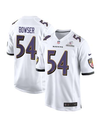 Tyus Bowser 54 Baltimore Ravens 2024 Divisional Patch Game Men Jersey - White