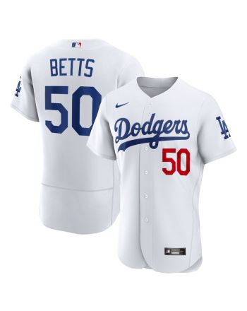 Mookie Betts 50 Los Angeles Dodgers Home Player Elite Jersey - White