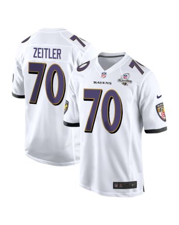 Kevin Zeitler 70 Baltimore Ravens 2023 Playoffs Patch Game Men Jersey - White