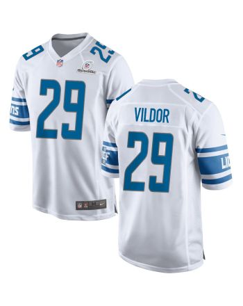 Kindle Vildor 29 Detroit Lions 2024 Divisional Patch Game Men Jersey - White