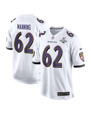 Tashawn Manning 62 Baltimore Ravens 2023 Playoffs Patch Game Men Jersey - White