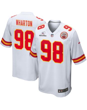 Tershawn Wharton 98 Kansas City Chiefs 2024 Divisional Patch Game Men Jersey - White