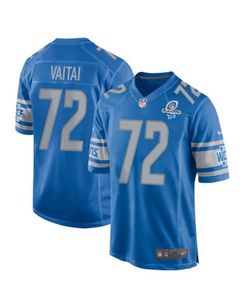 Halapoulivaati Vaitai 72 Detroit Lions 2023 Playoffs Patch Game Men Jersey - Blue