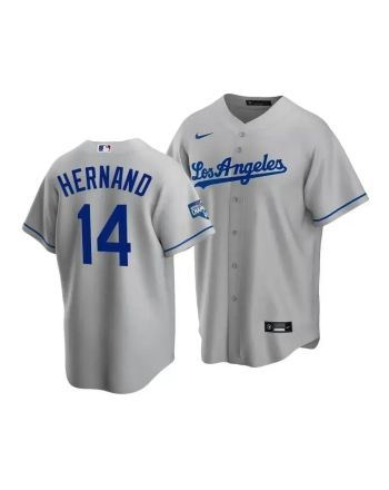 Men's Los Angeles Dodgers Enrique Hernandez 14 2020 World Series Champions Gray Road Jersey