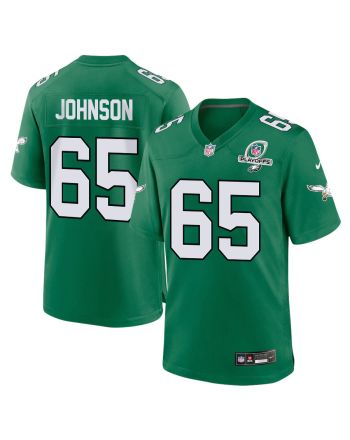 Lane Johnson 65 Philadelphia Eagles 2023 Playoffs Patch Alternate Game Men Jersey - Kelly Green