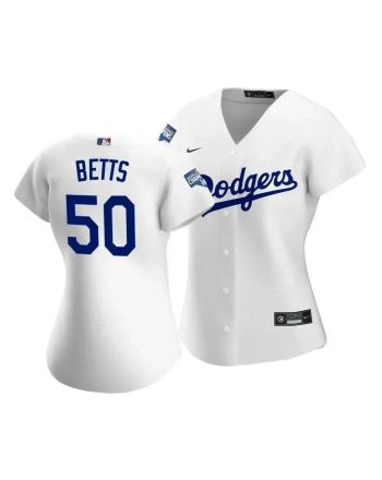 Dodgers Mookie Betts 50 2020 World Series Champions White Home Women's Jersey