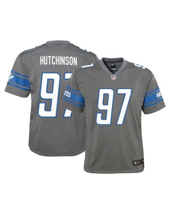 Aidan Hutchinson 97 Detroit Lions YOUTH Game Jersey - Steel