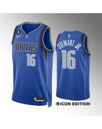 Dallas Mavericks D.J. Stewart Jr. 16 Royal Icon Edition Jersey 2022-23 Swingman