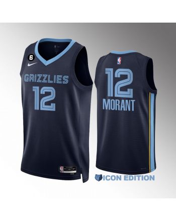 Ja Morant 12 Memphis Grizzlies Navy Jersey 2022-23 Icon Edition Swingman