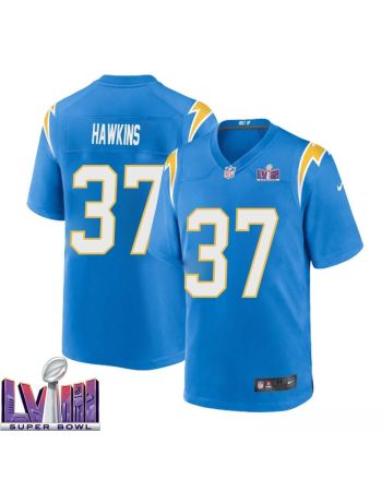 Jaylinn Hawkins 37 Los Angeles Chargers Super Bowl LVIII Men Home Game Jersey - Powder Blue