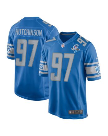 Aidan Hutchinson 97 Detroit Lions 2023 Playoffs Patch Game Men Jersey - Blue