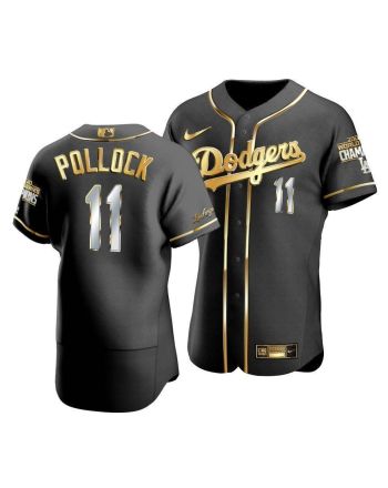 Men's Los Angeles Dodgers A.j. Pollock 11 2020 World Series Champions Golden Jersey Black