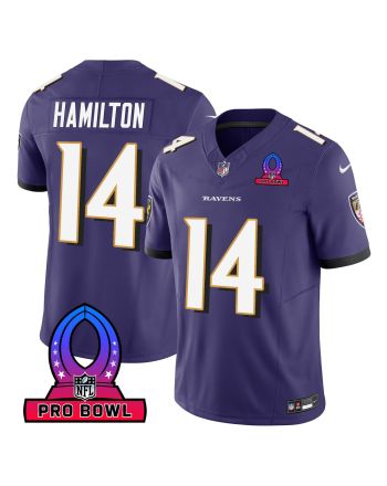 Kyle Hamilton 14 Baltimore Ravens 2024 Pro Bowl Patch Game Men Jersey - Purple