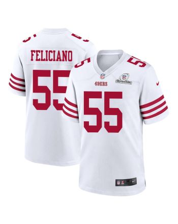 Jon Feliciano 55 San Francisco 49ers 2024 Divisional Patch Game Men Jersey - White