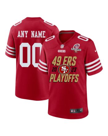 San Francisco 49ers 2023 Playoffs Iconic Game Men Custom Jersey - Scarlet