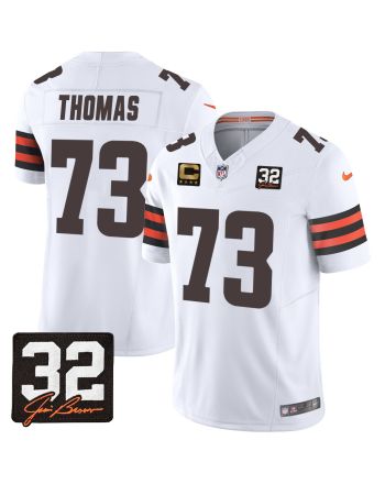 Joe Thomas 73 Cleveland Browns Jim Brown Memorial Patch Game Men Jersey - White