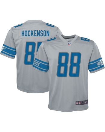 T.J. Hockenson 8 Detroit Lions YOUTH Inverted Game Jersey - Gray