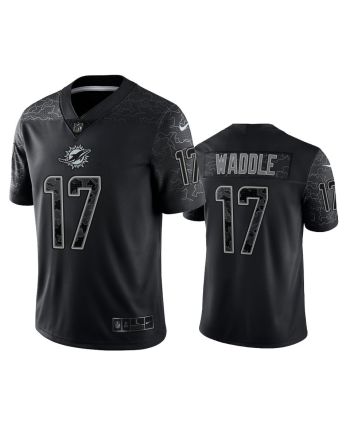 Jaylen Waddle 17 Miami Dolphins Black Reflective Limited Jersey - Men