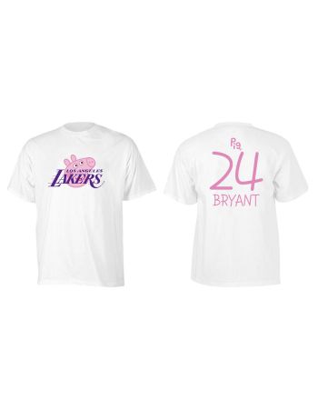 Kobe Bryant 24 Los Angeles Lakers Pig Print T-Shirt - White