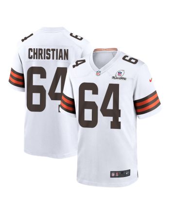 Geron Christian 64 Cleveland Browns 2023 Playoffs Patch Game Men Jersey - White