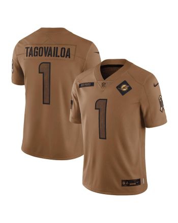 Tua Tagovailoa 1 Miami Dolphins 2023 Salute To Service Limited Jersey - Brown