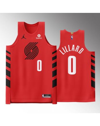 Portland Trail Blazers 0 Damian Lillard Red Jersey 2022-23 Statement Edition