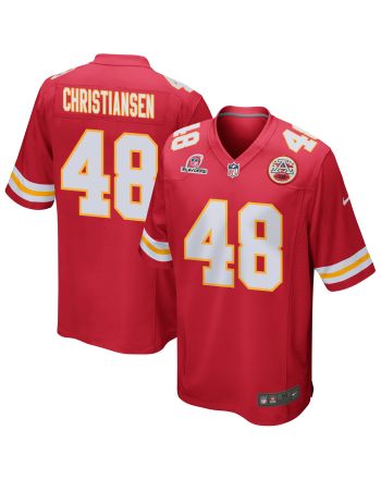 Cole Christiansen 48 Kansas City Chiefs 2023 Playoffs Patch Game Men Jersey - Red