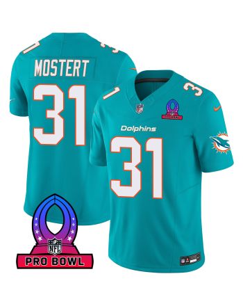 Raheem Mostert 31 Miami Dolphins 2024 Pro Bowl Patch Game Men Jersey - Aqua