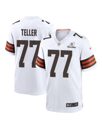 Wyatt Teller 77 Cleveland Browns 2023 Playoffs Patch Game Men Jersey - White