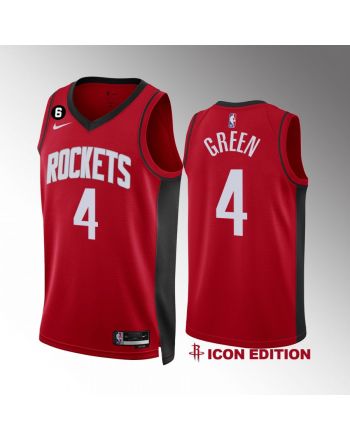 Houston Rockets Jalen Green 4 2022-23 Icon Edition Red Jersey NO.6 Patch