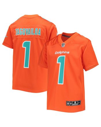 Tua Tagovailoa 1 Miami Dolphins Youth Inverted Team Game Jersey - Orange