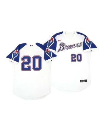 Atlanta Braves Marcell Ozuna 20 Cooperstown White Throwback Home Jersey