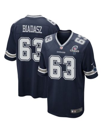 Tyler Biadasz 63 Dallas Cowboys 2023 Playoffs Patch Game Men Jersey - Navy