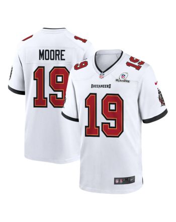 David Moore 19 Tampa Bay Buccaneers 2023 Playoffs Patch Game Men Jersey - White