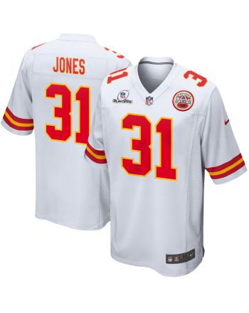 Nic Jones 31 Kansas City Chiefs 2023 Playoffs Patch Game Men Jersey - White