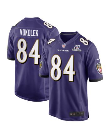 Travis Vokolek 84 Baltimore Ravens 2024 Divisional Patch Game Men Jersey - Purple