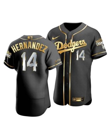 Men's Los Angeles Dodgers Enrique Hernandez 14 2020 World Series Champions Golden Jersey Black