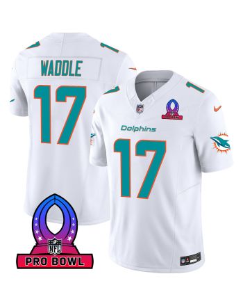 Jaylen Waddle 17 Miami Dolphins 2024 Pro Bowl Patch Game Men Jersey - White