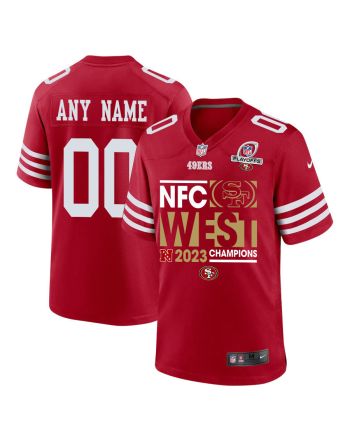 San Francisco 49ers 2023 NFC West Champions Game Men Custom Jersey - Scarlet