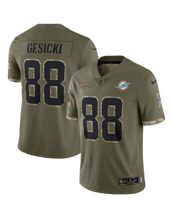 Mike Gesicki Miami Dolphins 2022 Salute To Service Limited Jersey - Olive